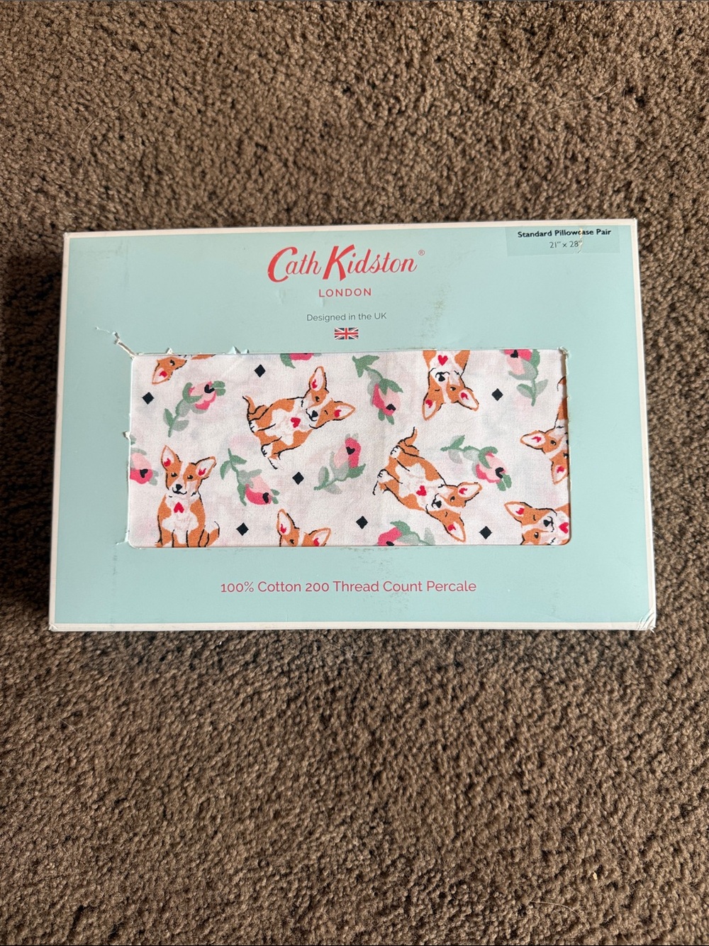 Cath Kidston Pink Corgi & Floral Pillowcase Pair NWT